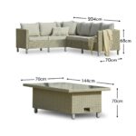 Aria 6 Seater Rattan Corner Sofa Garden Set with Raised Dining Coffee Table - Grey - Image 5