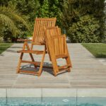 Ashby 4 Seater Round Wooden Garden Dining Set with Cream LED Premium Parasol  - 100cm - Image 8