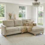 Ava Large Chaise Corner Sofa - Right Hand - Sand with Pale Oak Legs