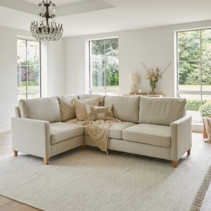 Ava Corner Sofa - Left Hand - Sand with Pale Oak Legs