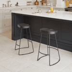 Aiden Black Mango Wood Backless Bar Stools - Set of 2 - Black Iron Legs - Image 10