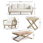 Akira 5 Seater Wooden Garden Set with Side Table and Coffee Table - Image 12