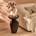 Alder Mango Wood Round Side Table - Jet Black