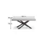 Amelia 6 Seater Concrete Garden Dining Table - Metal Legs - Pale Grey - Image 10