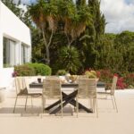 Amelia 6 Seater Dove Grey Concrete Garden Dining Set with Ryder Clay Chairs