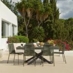 Amelia 6 Seater Dove Grey Concrete Garden Dining Set with Ryder Khaki Chairs