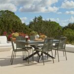 Amelia 6 Seater Dove Grey Concrete Garden Dining Set with Ryder Khaki Chairs - Image 2