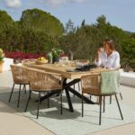 Amelia White Acacia Wood Garden Dining Table - Black Metal Legs - Image 2