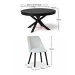 Amelia Black Oak Oval Extending Dining Table Set - 6 Seater - Freya Oat Boucle Dining Chairs- Black Oak Legs - Image 18