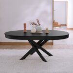 Amelia Black Oak Oval Extending Dining Table Set - 6 Seater - Freya Oat Boucle Dining Chairs- Black Oak Legs - Image 3