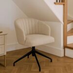 Arabella Office Swivel Chair - Natural Beige with Black Legs