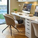 Archer Office Swivel Chair - Soft Beige with Black legs - Image 9