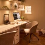 Archer Office Swivel Chair - Soft Beige with Black legs - Image 6