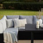 Aston 9 Seater Outdoor Sofa Dining Set with Polywood Table Top - Black - Image 7
