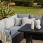 Aston 9 Seater Outdoor Sofa Dining Set with Polywood Table Top - Black - Image 11