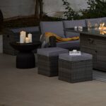 Aston 9 Seater Rattan Garden Corner Sofa Set with Fire Pit - Grey Weave - Image 11