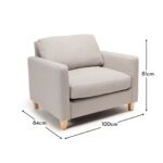 Ava Soft Beige Armchair - Pale Oak Legs - Image 7