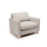 Ava Soft Beige Armchair - Pale Oak Legs - Image 2