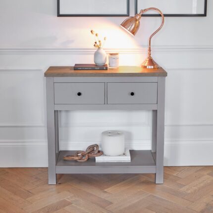 Bampton Stone Grey 2 Drawer Console Table
