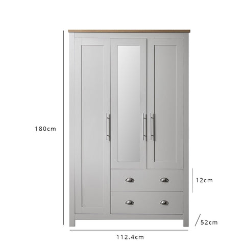 Outlet - Bampton Triple Wardrobe - 3 Doors - 2 Drawers in Grey 1 Bampton 3 Door Wardrobe A 716f0cbb 0b8d 4961 99db Outlet - Bampton Triple Wardrobe - 3 Doors - 2 Drawers in Grey