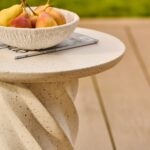 Bianca Concrete Round Garden Side Table - Paprika Mother of Pearl Terrazzo - Image 3