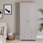 Outlet - Bampton 2 Door Tall Wardrobe - Stone Grey