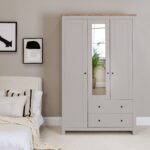 Bampton 3 Door Wardrobe with 2 Drawers - Stone Grey