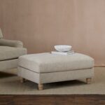 Brea Mink Taupe Footstool - Whitewash Oak Legs