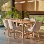 Carter Whitewash Rectangular Dining Table with 6 Freya Boucle Dining Chairs with Whitewash Legs