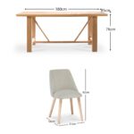 Carter Whitewash Rectangular Dining Table with 6 Freya Boucle Dining Chairs with Whitewash Legs - Image 15