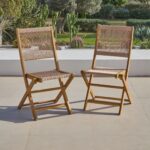 Willow 6 Seater Round Wooden Garden Dining Set with 6 Cove Rope Chairs & Round Grey Parasol - Image 2