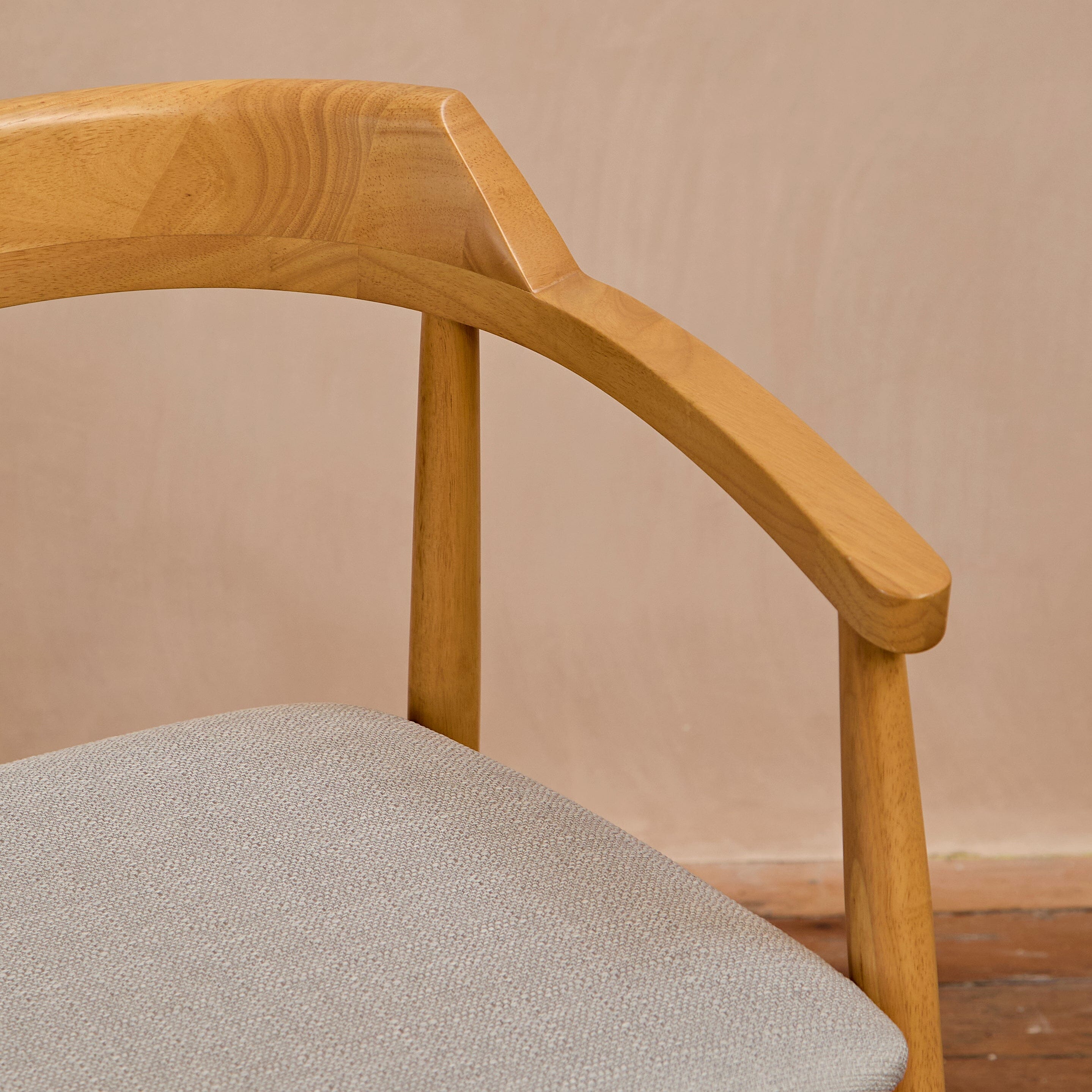 Carter Fawn Linen Dining Armchairs - Set of 2 - Pale Oak Legs - Image 4