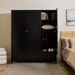 Charlie 3 Door Wardrobe - Black - Image 3