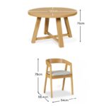 Charlotte Pale Oak Round Dining Table Set - 4 Seater - Ella Pale Oak Carver Chair - Fawn Linen - Image 14