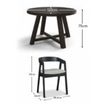 Charlotte Black Oak Round Dining Table Set - 4 Seater - Ella Black Oak Carver Chairs - Off White Boucle - Image 15