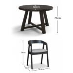 Charlotte Black Oak Round Dining Table Set - 4 Seater - Ella Black Oak Carver Chairs - Fawn Linen - Image 16