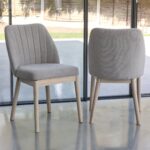 Outlet - Chloe Soft Beige Dining Chairs - Set of 2 - Whitewash Oak Legs - Image 4