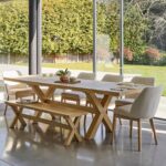 Charlotte Whitewash Extending Dining Table Set - 8 Seater - Chloe Boucle Dining Chairs & Charlotte Bench