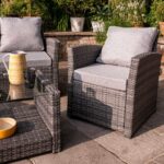 Cote 4 Seater Rattan Garden Sofa Set with Grey Lean Over Parasol - Grey Weave - Image 4