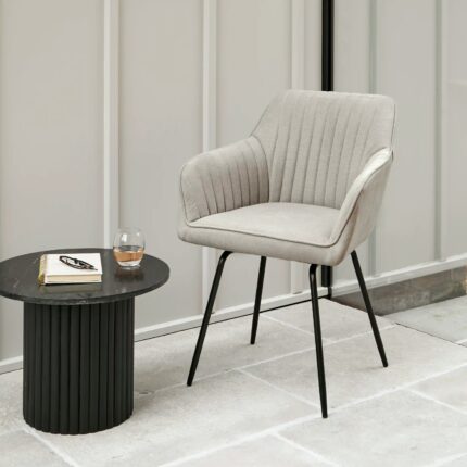Outlet - Darcy Swivel Chair - Soft Beige with Black Legs