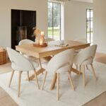 Amelia Whitewash Dining Table Set - 6 Seater - Marilyn Boucle Dining Chairs - Whitewash Legs