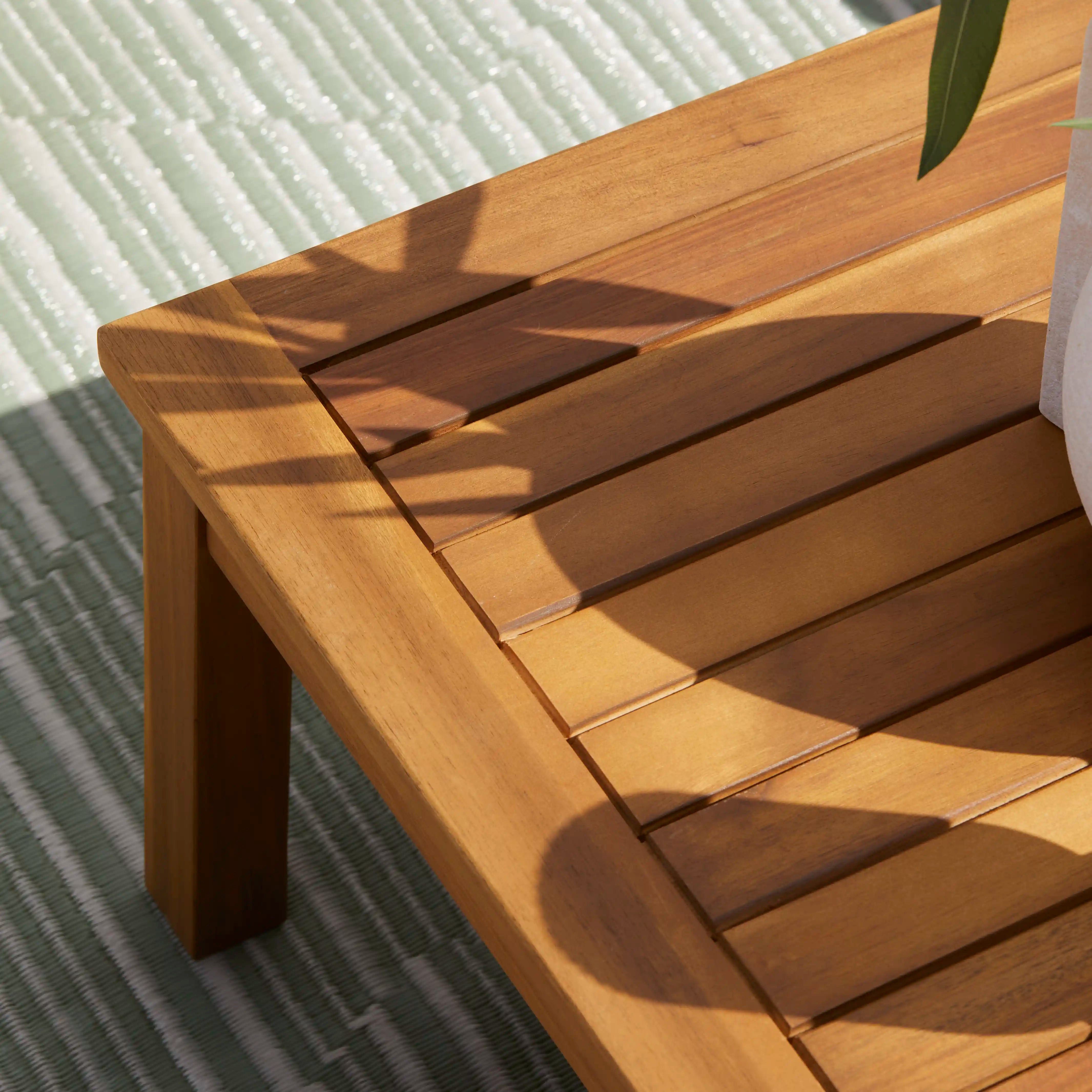 Dakota Wooden Garden Corner Sofa Set with Cream LED Premium Parasol - Sand Cushions - Image 11