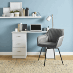 Darcy Office Swivel Chair - Grey with Black Legs - Image 10