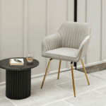 Darcy Office Swivel Chair - Soft Beige with Gold legs - Image 6