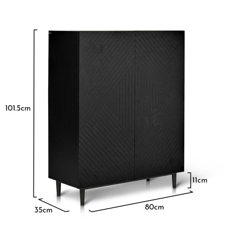 Jack Geometric Small Shoe Cabinet - 2 Door - Black 1 Jack small shoe cabinet - geometric - black - Laura James
