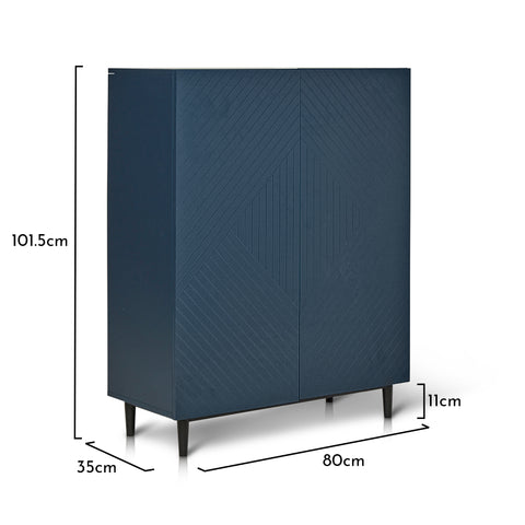 Outlet - Jack Small Shoe Cabinet - Geometric - Blue 1 Jack small shoe cabinet - geometric - blue - Laura James