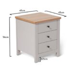 Bampton 3 Drawer Bedside Table - Set of 2 - Stone Grey - Image 11