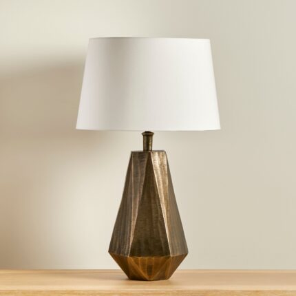 Elcombe Bronze Lamp with Coningsby White Shade - 35cm