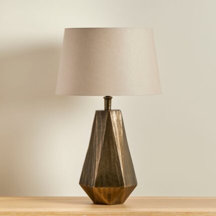 Elcombe Bronze Lamp with Coningsby Taupe Shade - 35cm