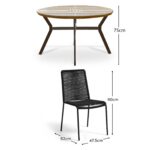 Ezra 4 Seater Round Wooden Garden Set with Ryder Black Chairs - Image 11